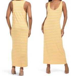 New Zara Striped Yellow Sleeveless Racerback Tank Maxi Dress NWT